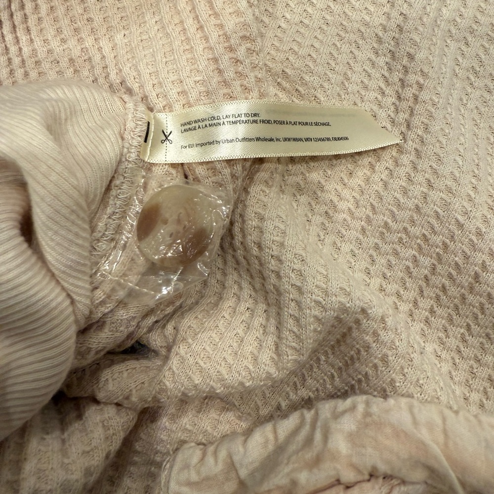 Free People One Scout Jacket Shacket Waffle Thermal Knit Slouchy Nude Sand - Picture 10 of 16